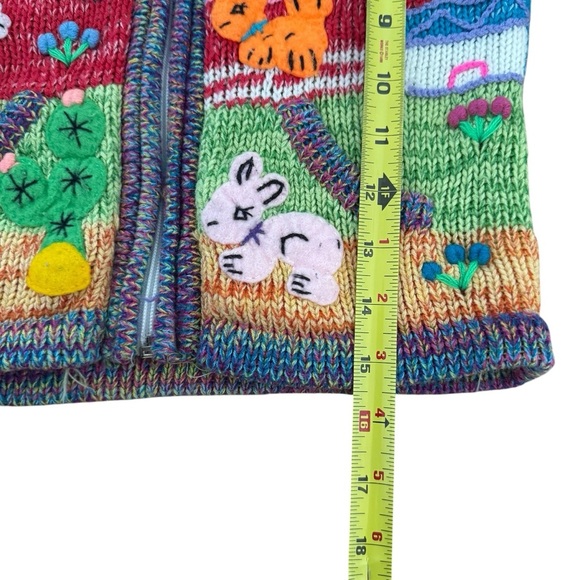 Peruvian Knit Sweater Cardigan Hooded Full Zip Long Sleeve 4 - Picture 7 of 10